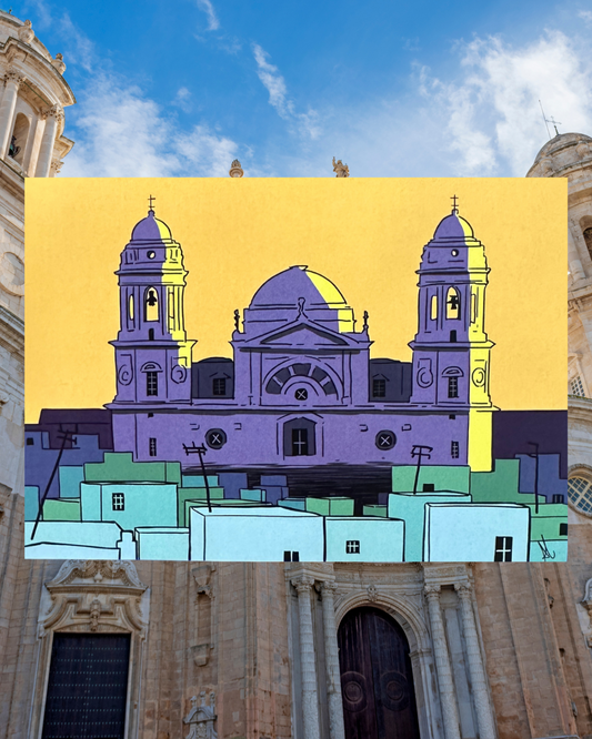 Lámina Catedral Cádiz - Cielo mostaza