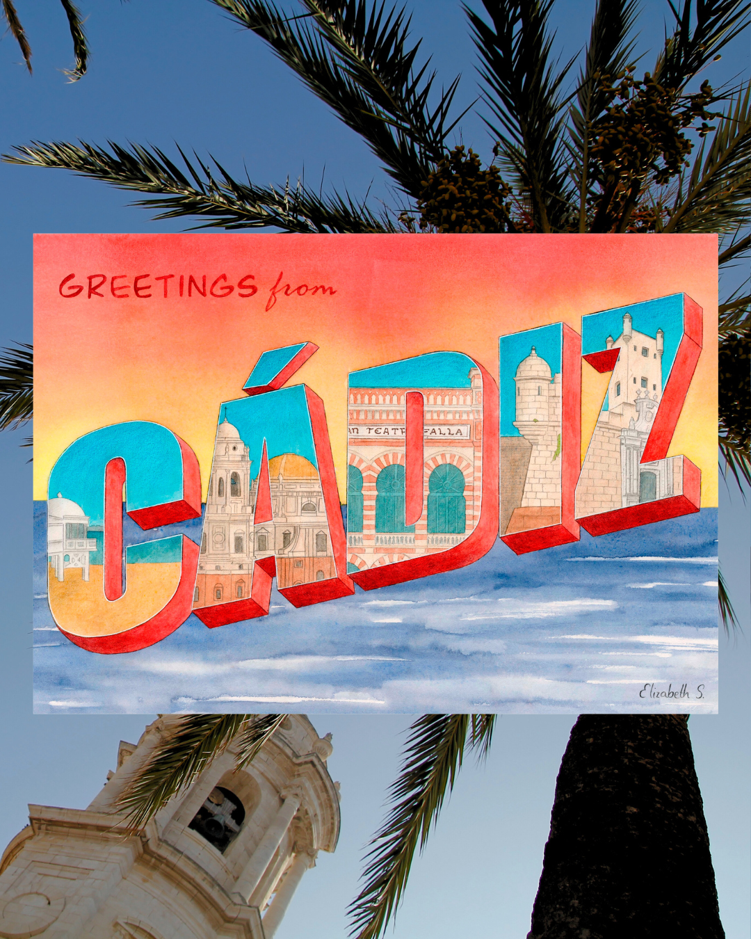 Lámina Greetings from Cádiz