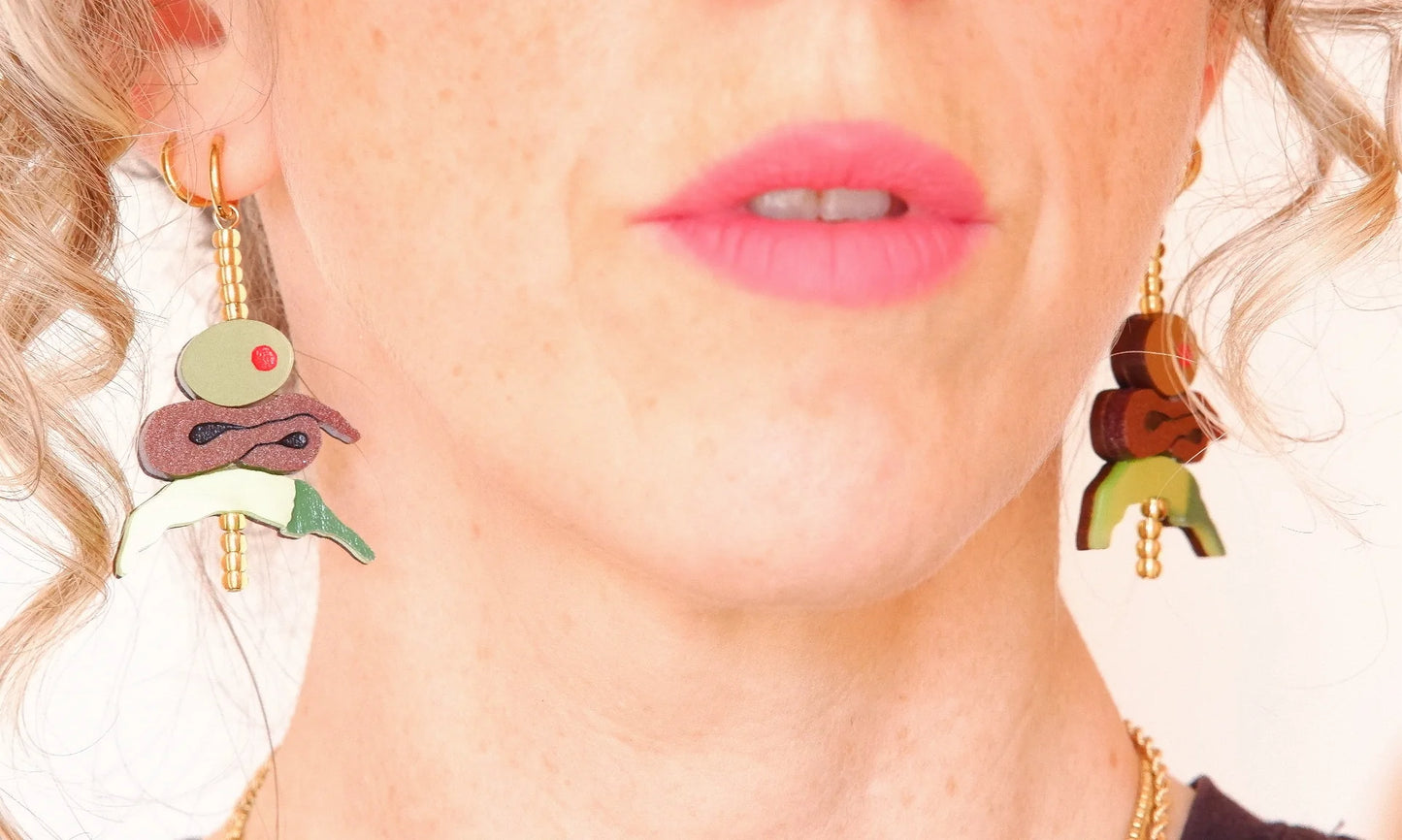 Pendientes Gilda aceituna, anchoa y guindilla