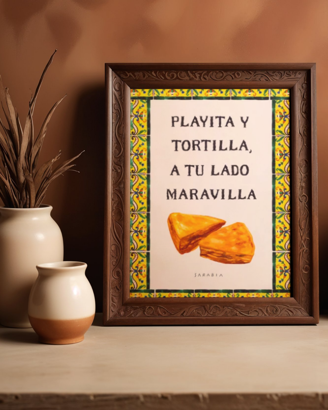 Lámina "Playita y tortilla, a tu lado maravilla"