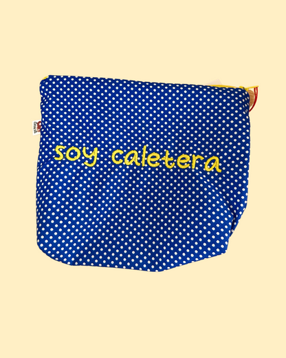 Soy Caletera Toiletry Bag - Strong blue white polka dots 