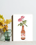 Lámina botellín El Turia con rosas rosas
