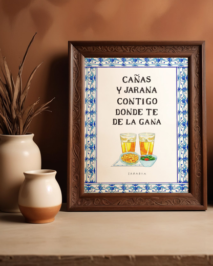 Lámina "Cañas y jarana contigo donde te de la gana"