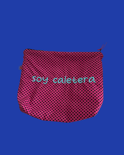 Soy Caletera toiletry bag - Purple polka dots blue letter 