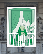 Lámina de Abuela en el balcón verde