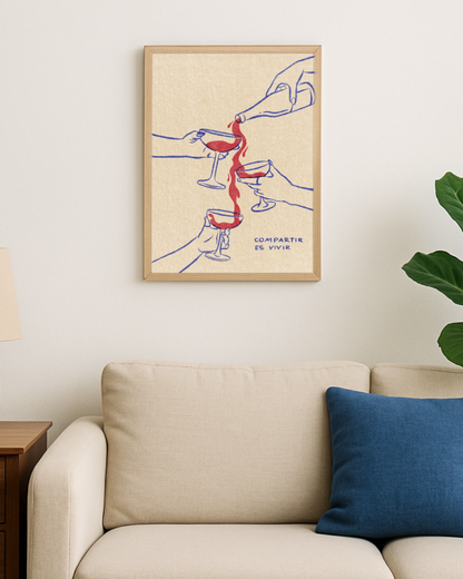 Lámina Compartir es vivir - Copas de vino