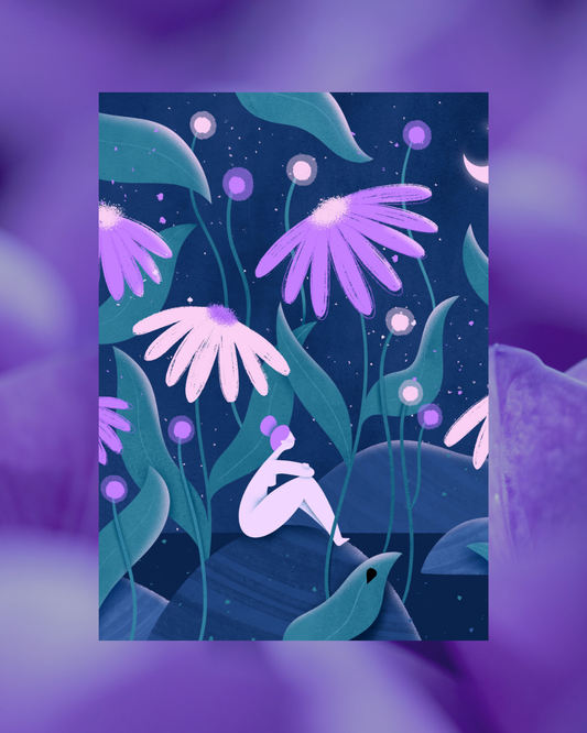 Lámina chica flores violetas