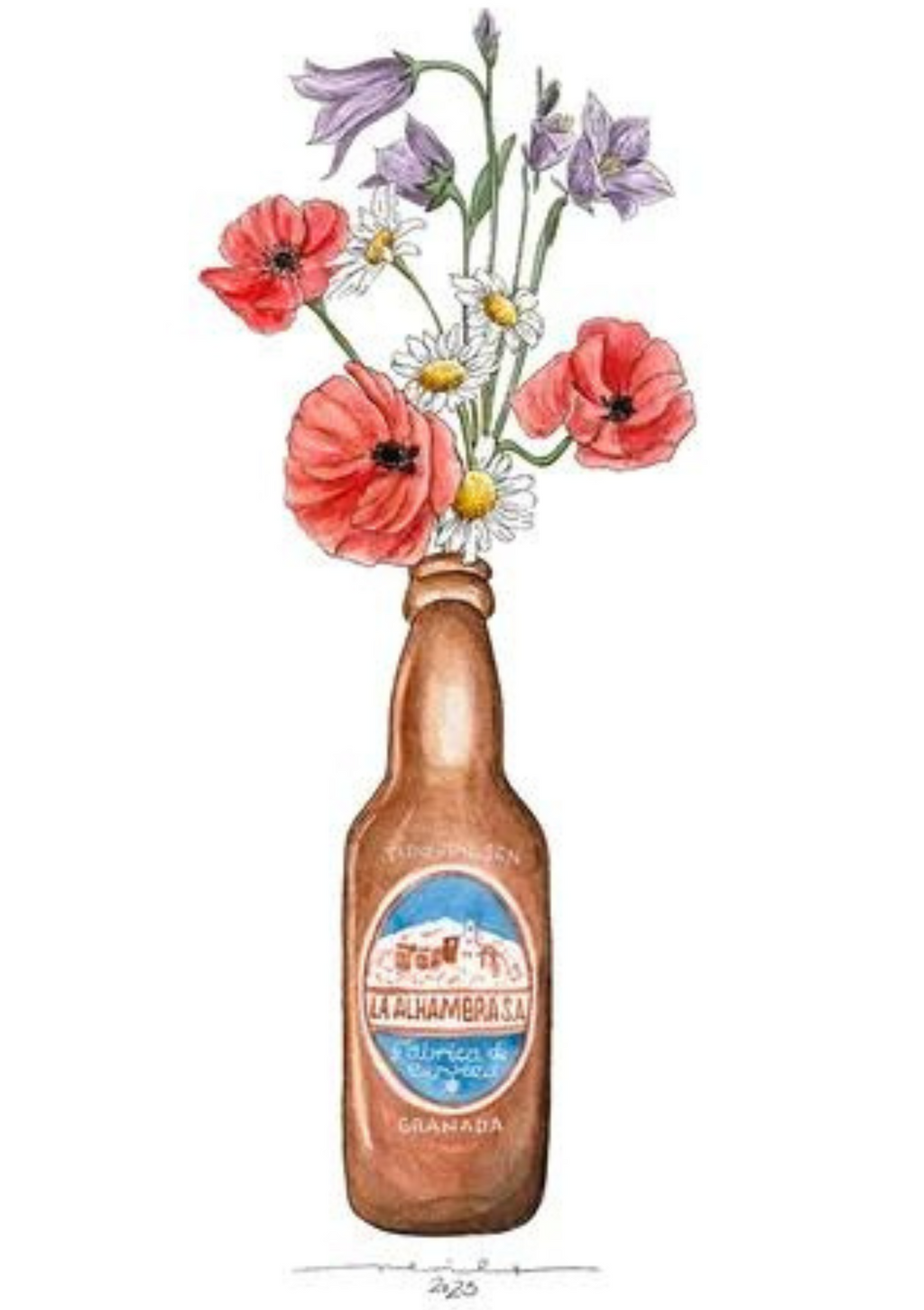 Alhambra Bottle Print with flowers