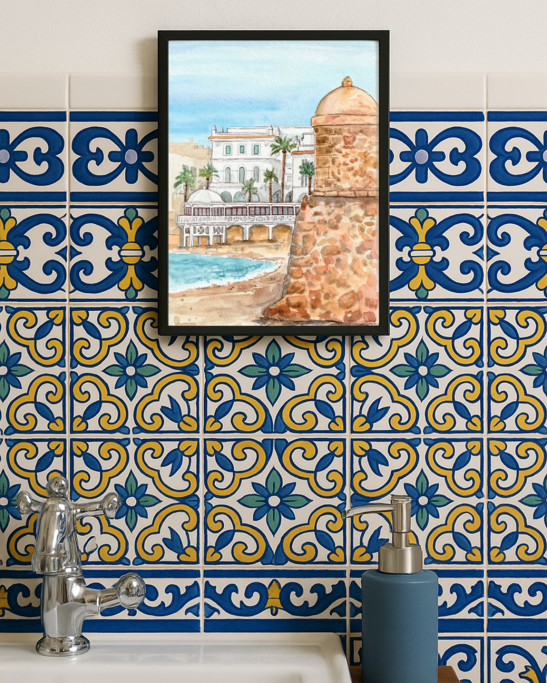 Lámina La Caleta en acuarela