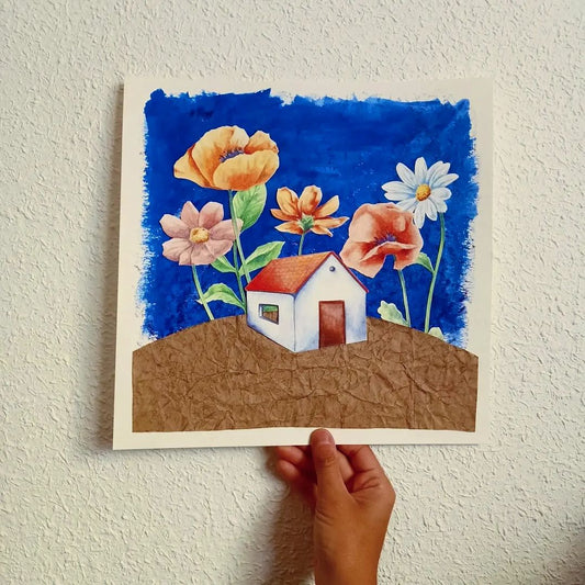 Lámina Casita II con flores