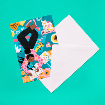 Postal Chica con gatos