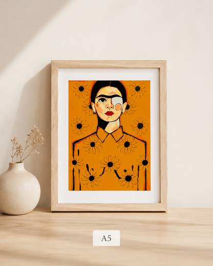 Lámina versión Frida flores amarillas