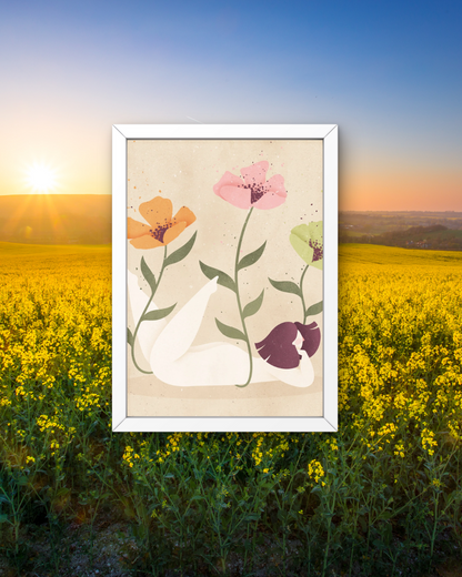 Postcard Girl with flowers