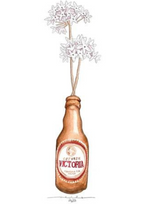 Lámina Botellín Victoria con flores biznaga