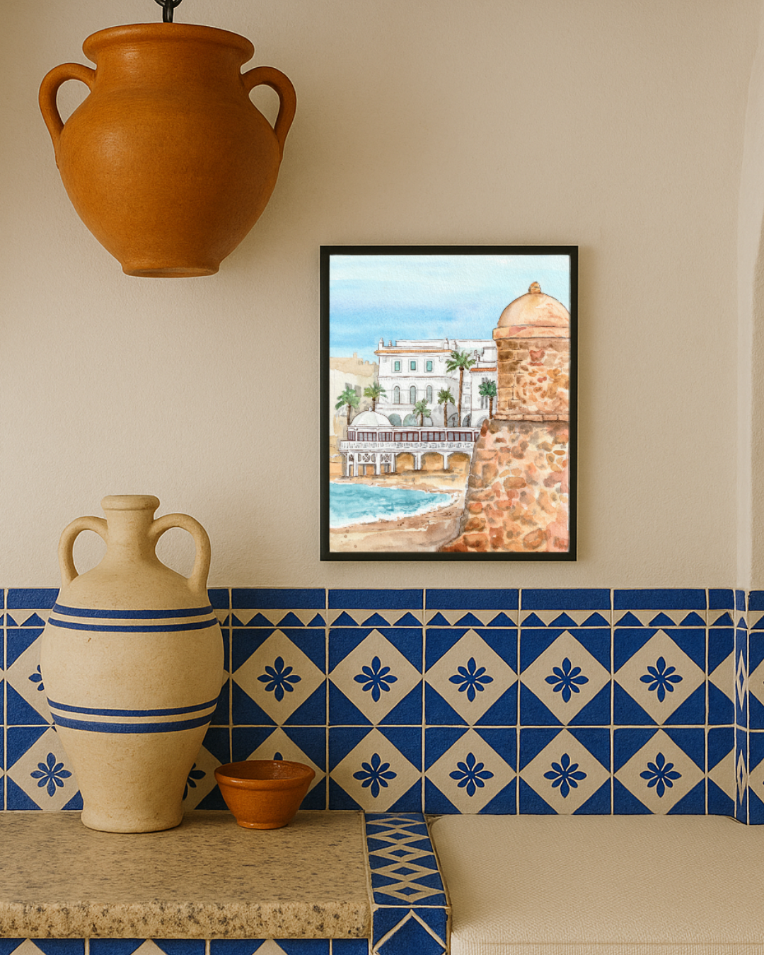 Lámina La Caleta en acuarela