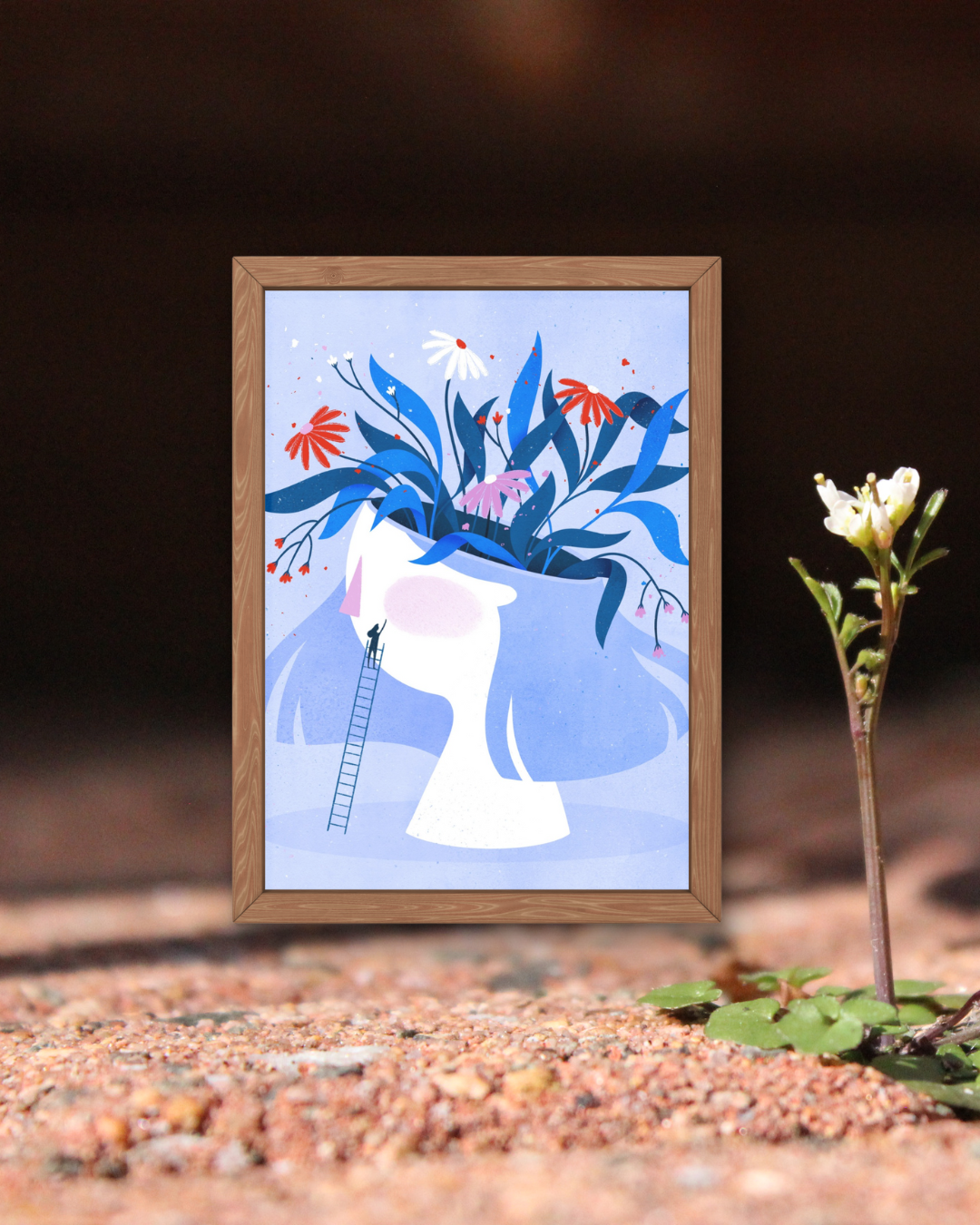 Postcard Girl with flowers on her head