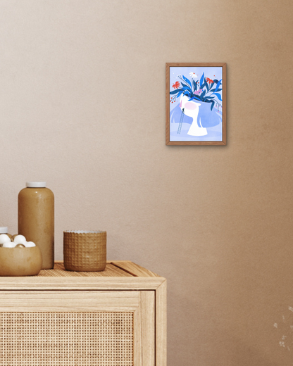 Postcard Girl with flowers on her head