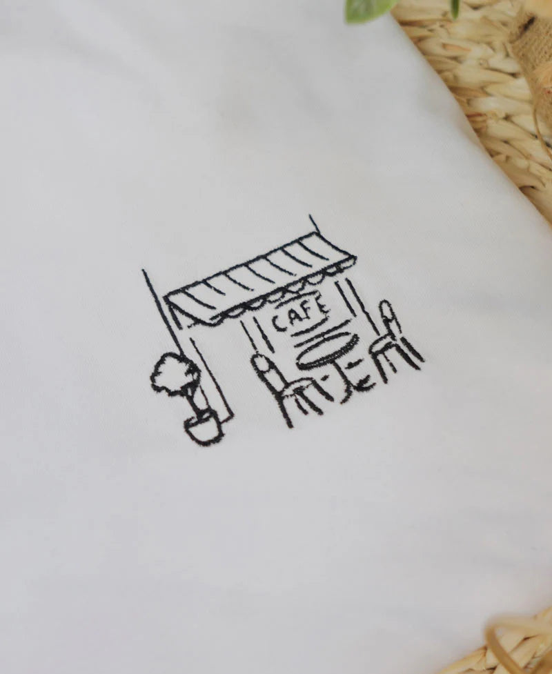 Camiseta bordada café