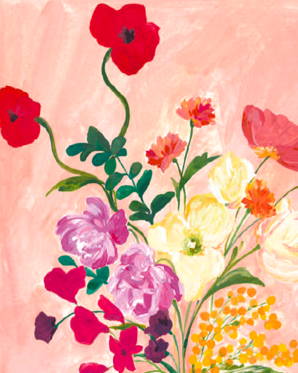 Lámina Jarrón de flores, tigre, limón, gafas