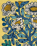 Lámina Mano azul - fondo amarillo