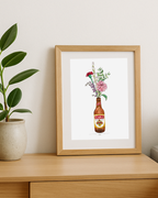 Lámina botellín Águila con claveles y flores