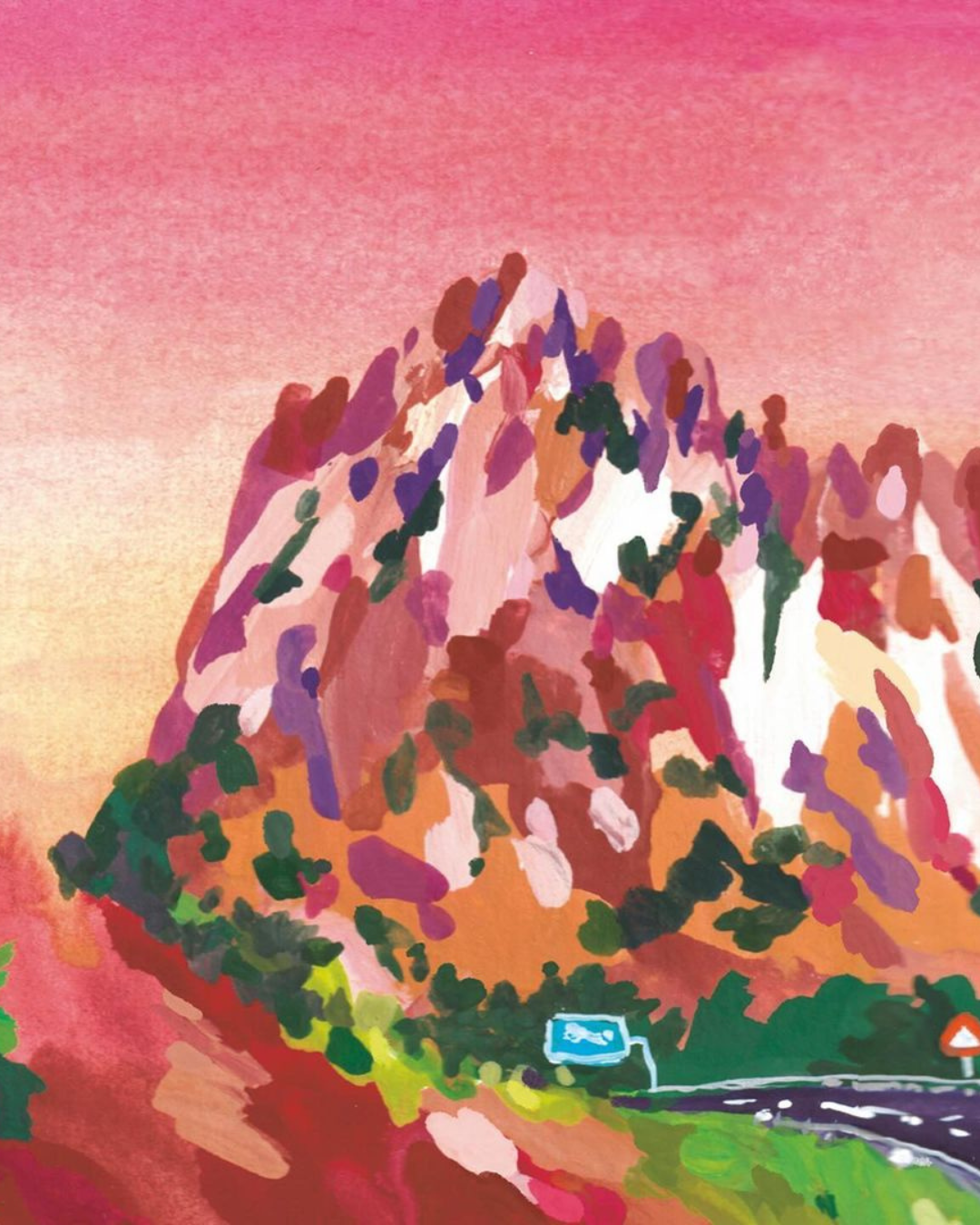 Lámina Montserrat carretera y montañas