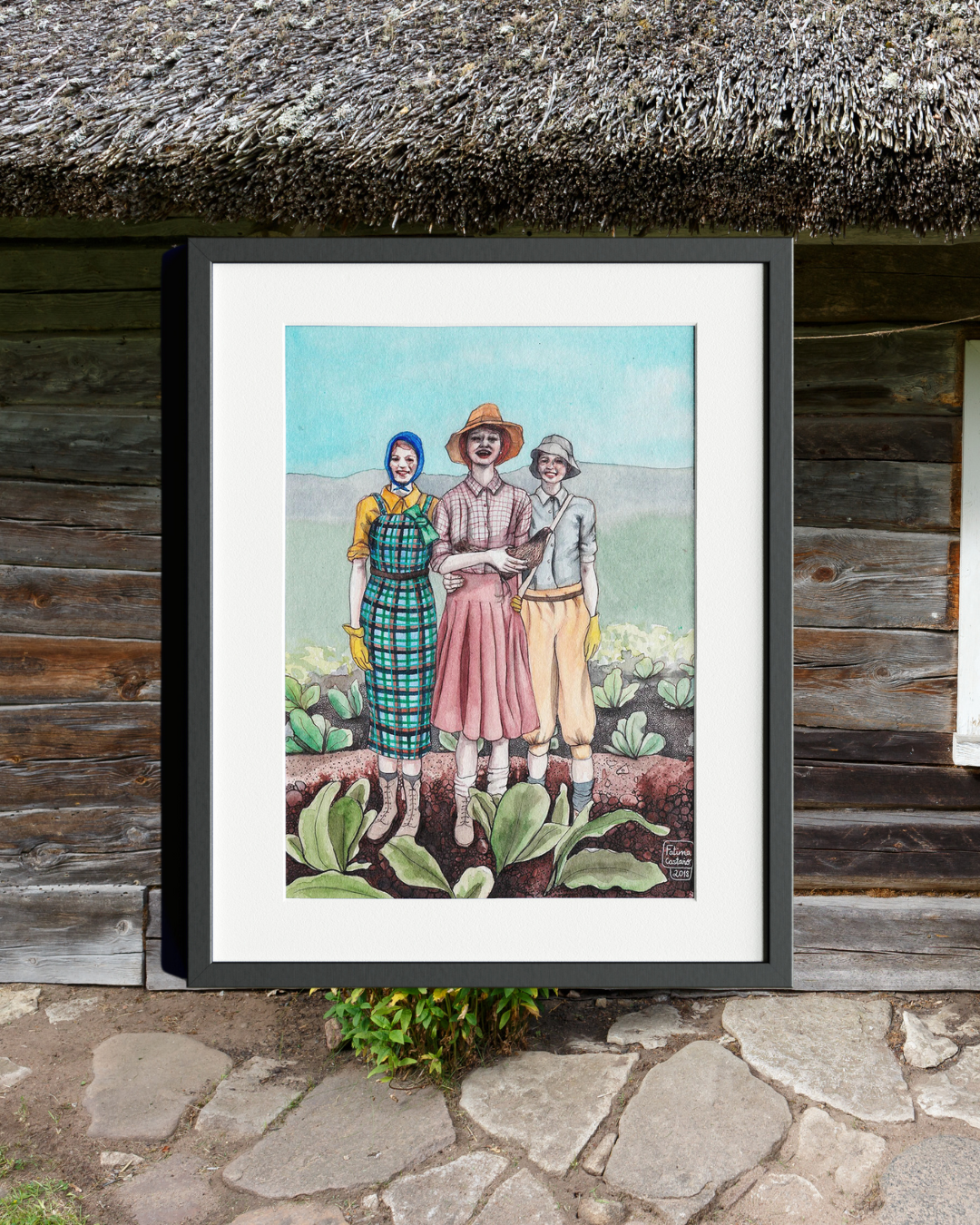 Lámina Granjeras en el campo