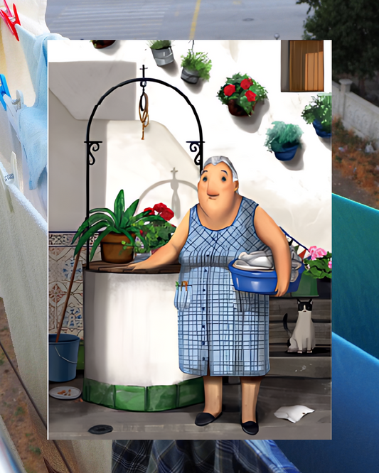 Lámina Abuela bajando de la azotea