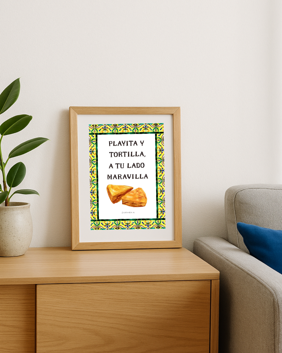 Lámina "Playita y tortilla, a tu lado maravilla"