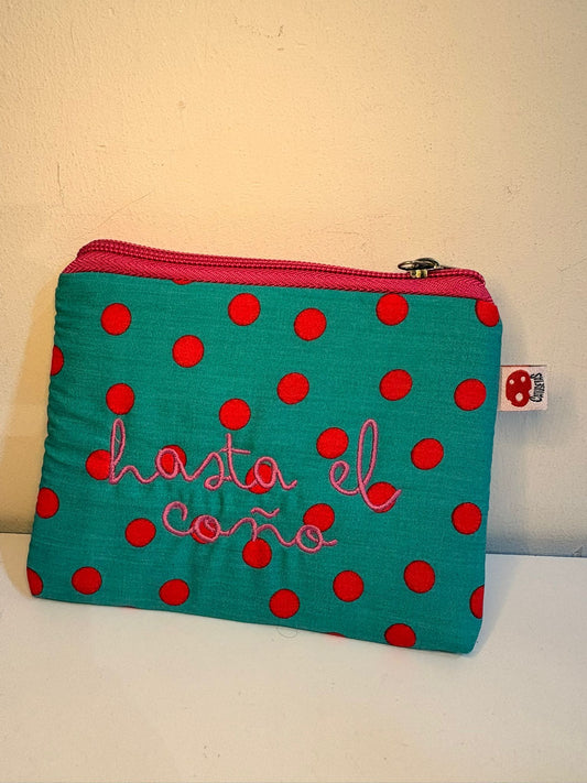 Turquesa lunares rojos letra rosa - Monedero - Hasta el coño