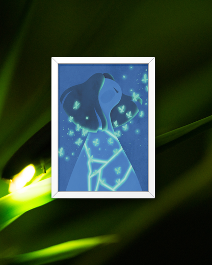 Postal Chica brotan mariposas