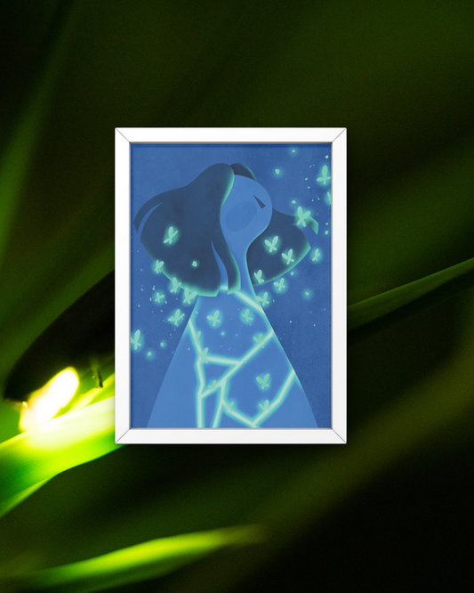 Postal Chica brotan mariposas