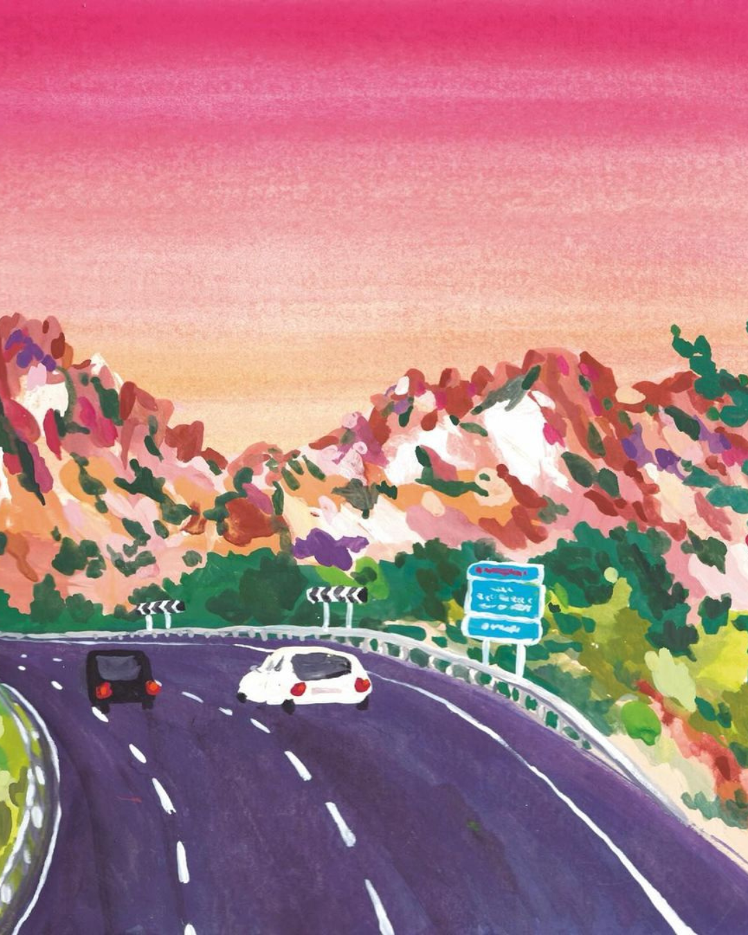 Lámina Montserrat carretera y montañas