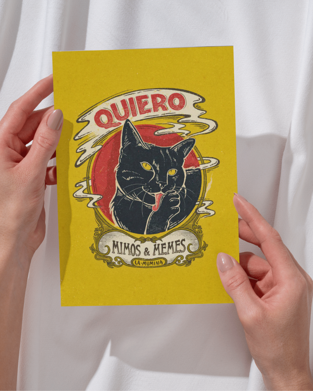 Lámina Quiero mimos y memes gato