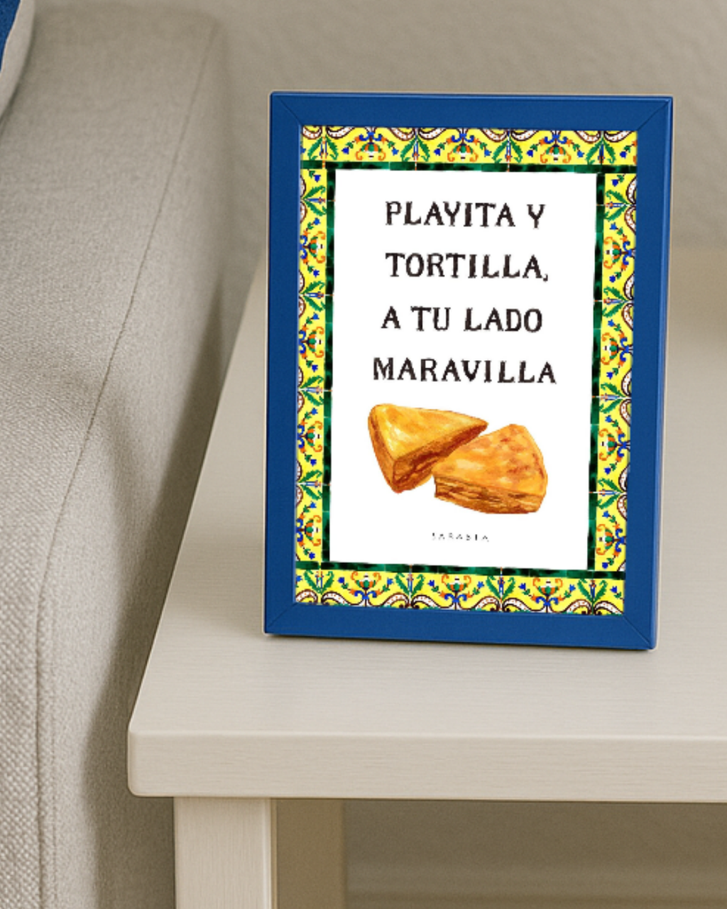 Lámina "Playita y tortilla, a tu lado maravilla"