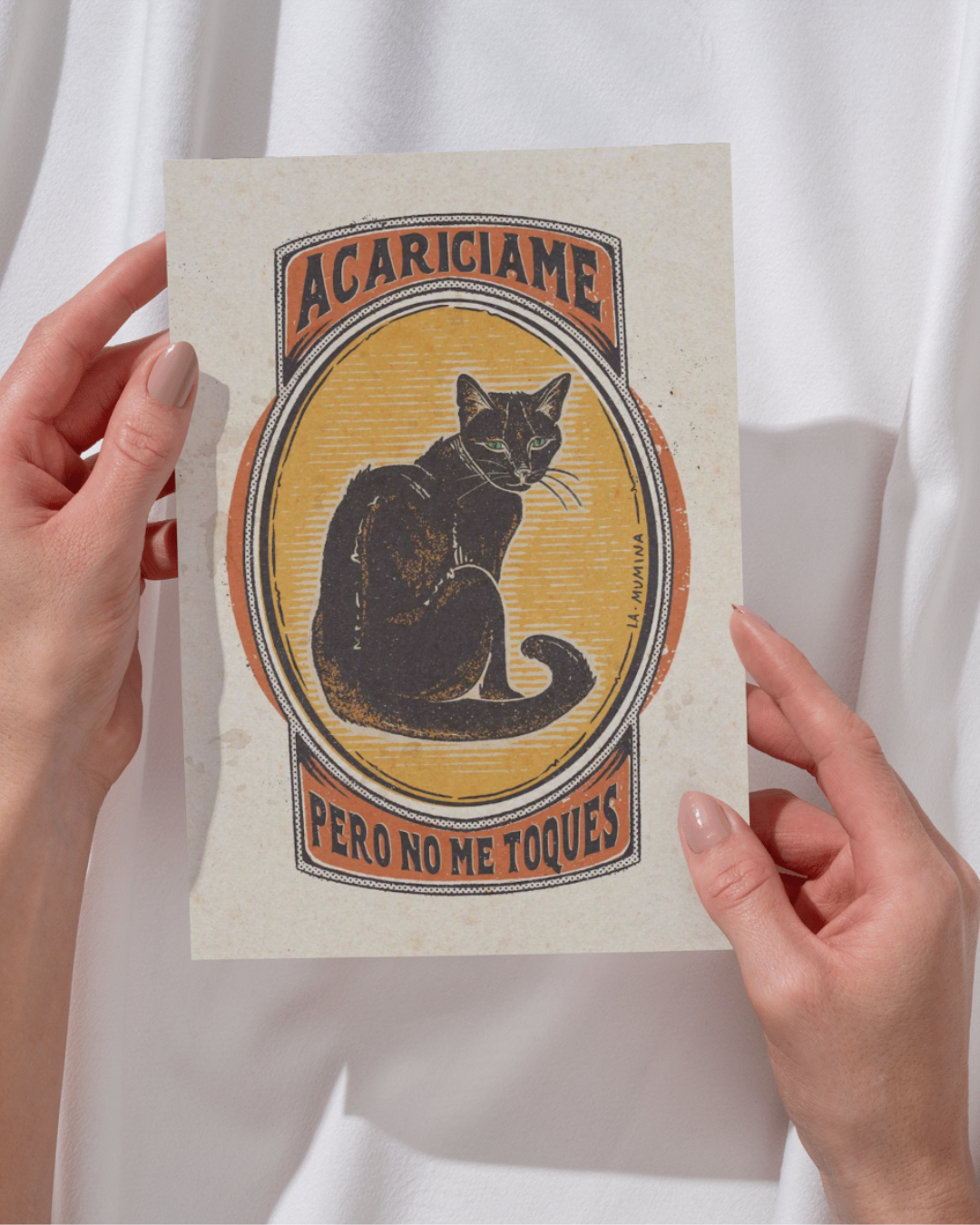 Lámina Acaríciame pero no me toques - gato