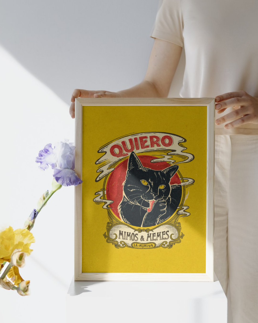 Lámina Quiero mimos y memes gato