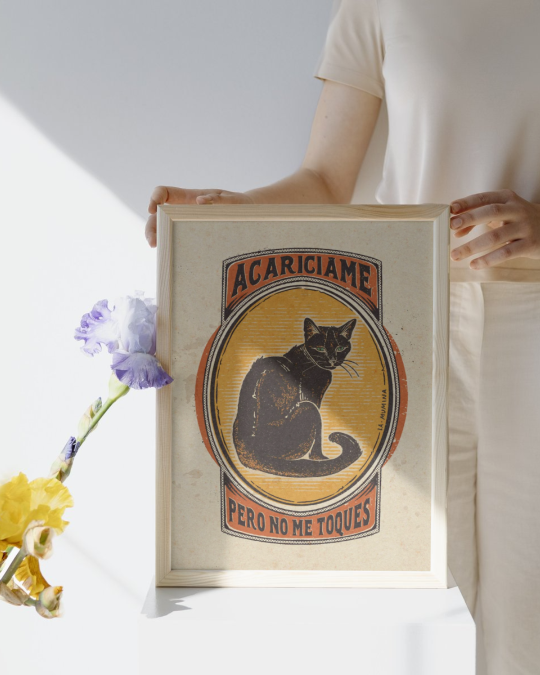 Lámina Acaríciame pero no me toques - gato