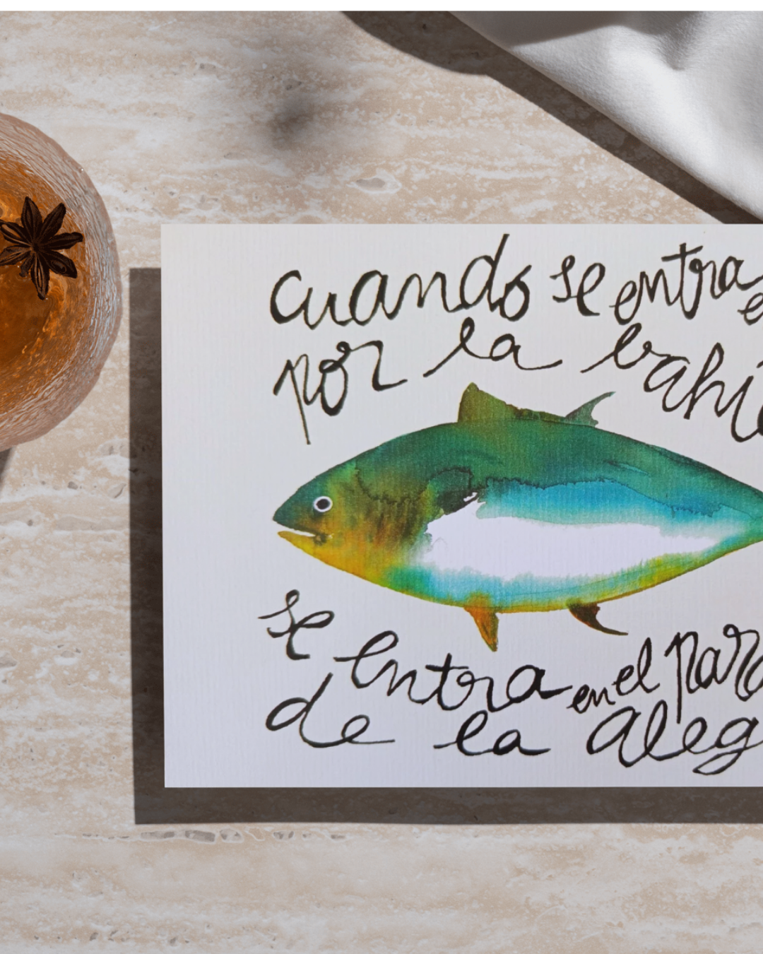 Lámina Atún Cuando se entra en Cai por la bahía, se entra en el paraíso de la alegría