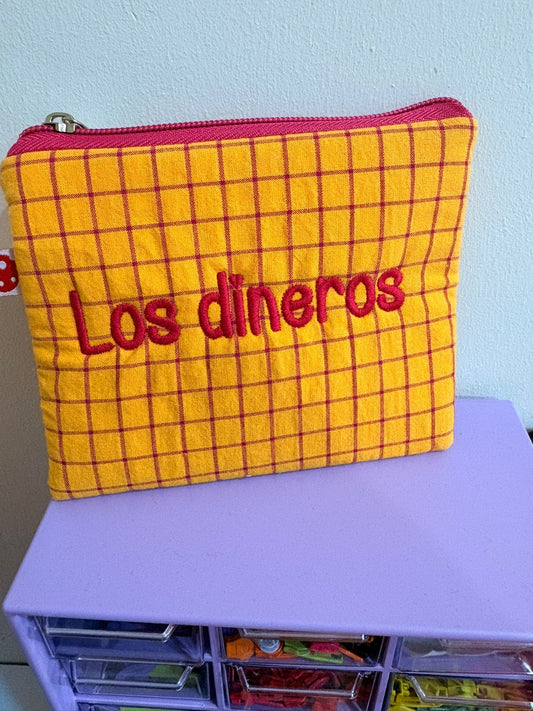 Vichy amarillo cuadros letra roja - Monedero - Los dineros