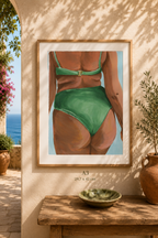 Lámina Chica bikini verde culo