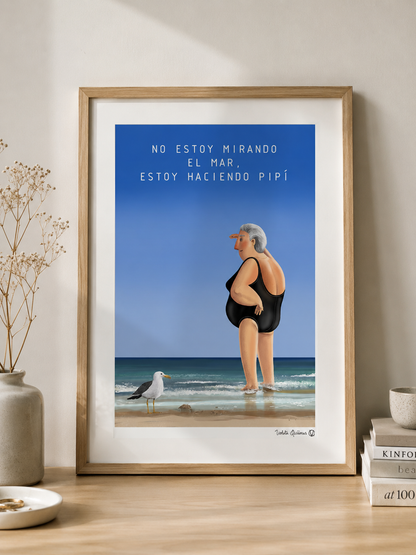Lámina Abuela - No estoy mirando al mar, estoy haciendo pipí