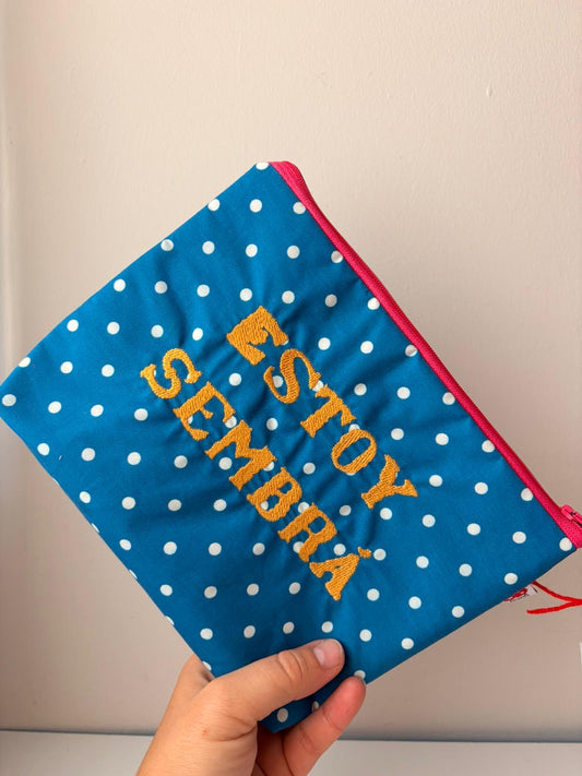 Cian lunares letra dorado- Estoy sembrá - Neceser