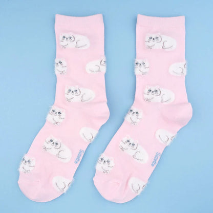 Pink socks White cats