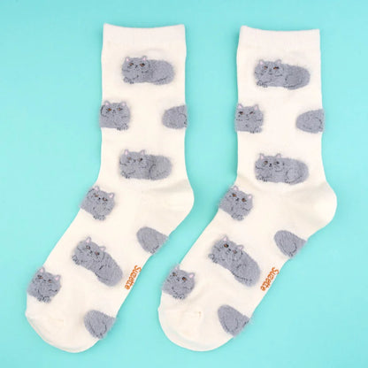 Calcetines blancos Gatos grises