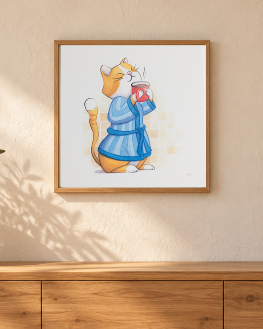 Lámina cuadrada gato cafelito