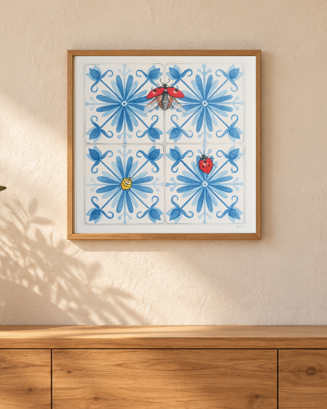 Lámina cuadrada azulejos mariquitas