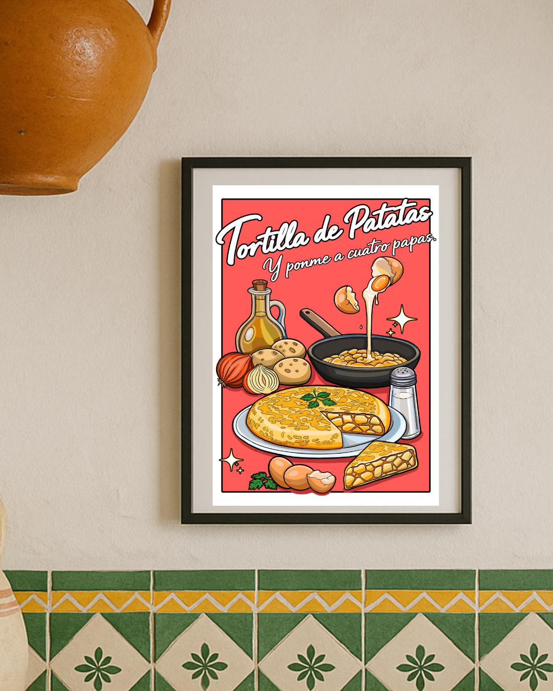 Lámina tortilla de patatas y ponme a cuatro papas