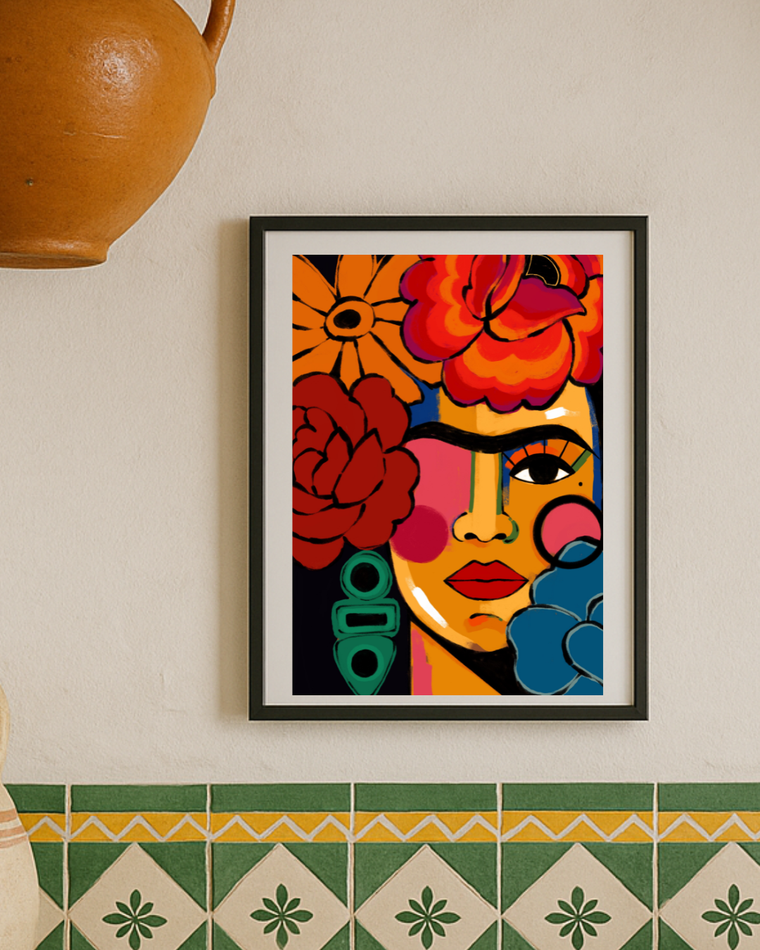 Lámina versión Frida flores grandes colores