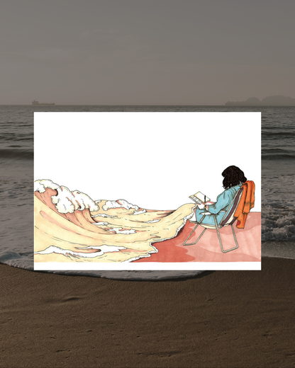 Lámina chica leyendo con manta del mar